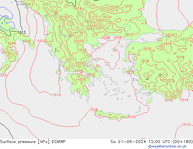 Bodendruck ECMWF Sa 01.06.2024 12 UTC