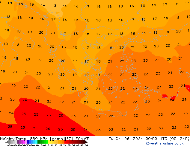 Height/Temp. 850 hPa ECMWF  04.06.2024 00 UTC