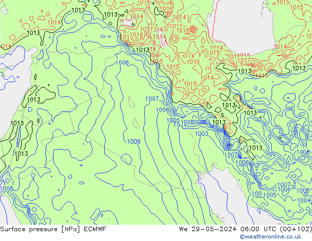 pressão do solo ECMWF Qua 29.05.2024 06 UTC