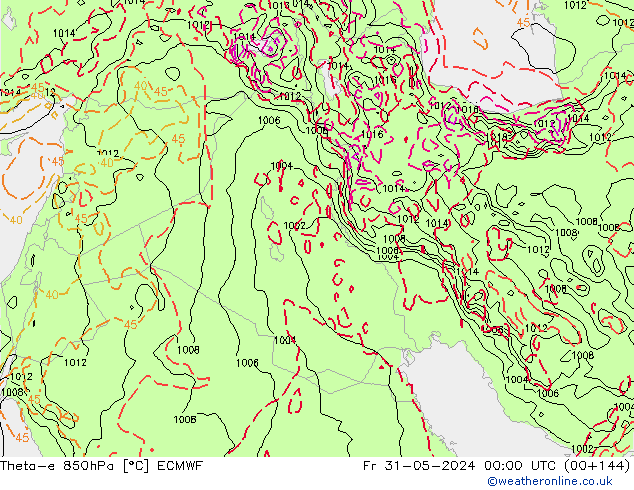 Theta-e 850hPa ECMWF Fr 31.05.2024 00 UTC