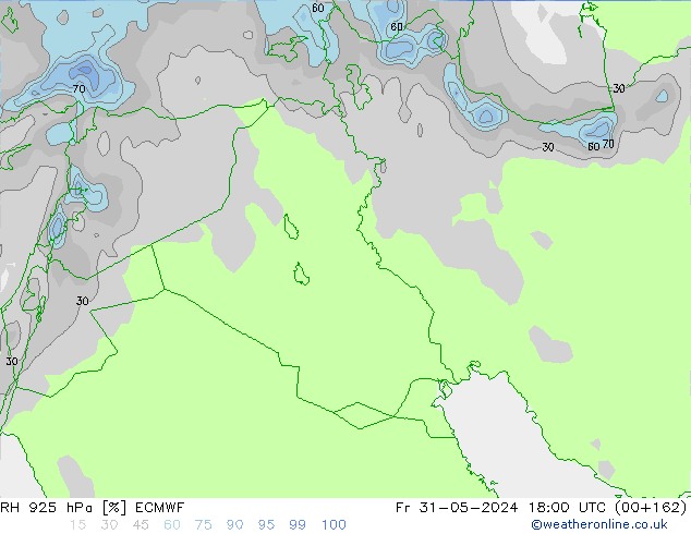 RH 925 hPa ECMWF Pá 31.05.2024 18 UTC