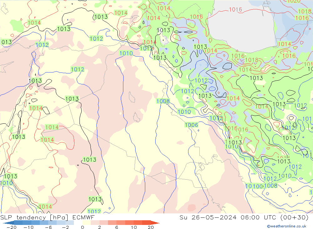 SLP tendency ECMWF Su 26.05.2024 06 UTC