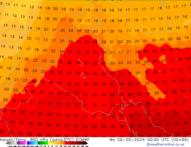 Z500/Regen(+SLP)/Z850 ECMWF wo 29.05.2024 00 UTC