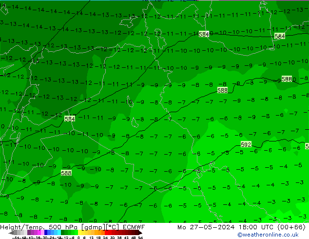 Z500/Rain (+SLP)/Z850 ECMWF lun 27.05.2024 18 UTC