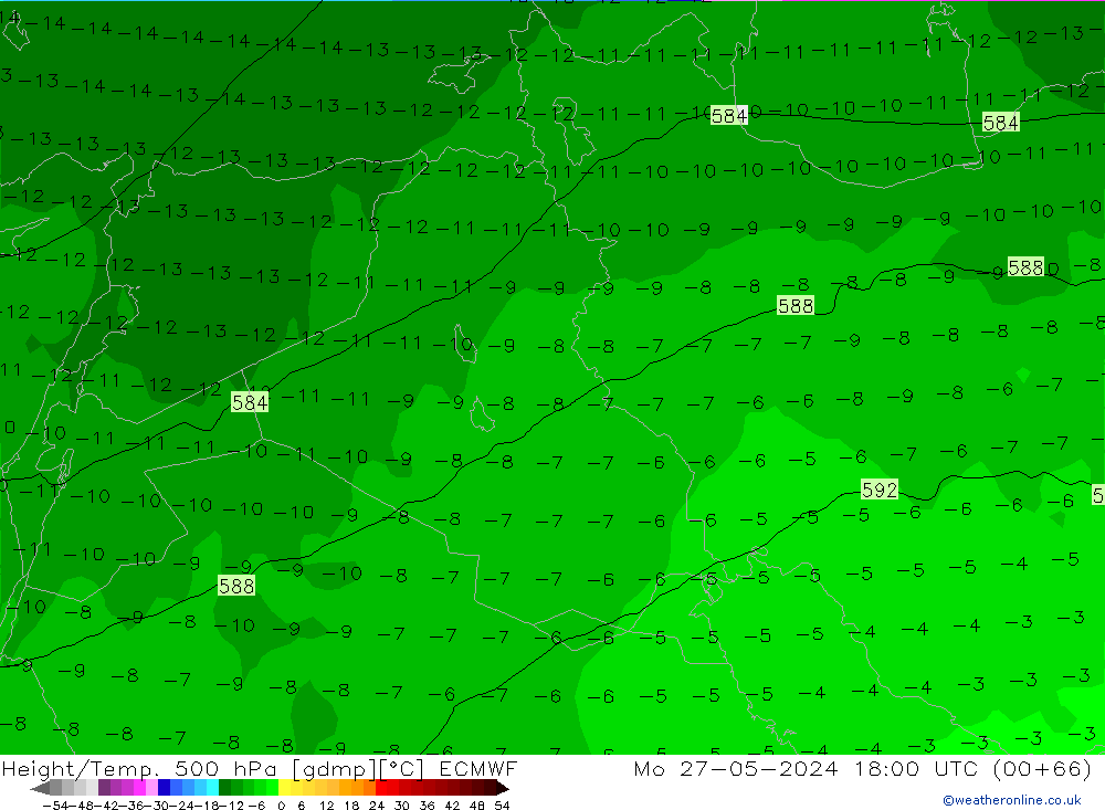 Z500/Rain (+SLP)/Z850 ECMWF Mo 27.05.2024 18 UTC