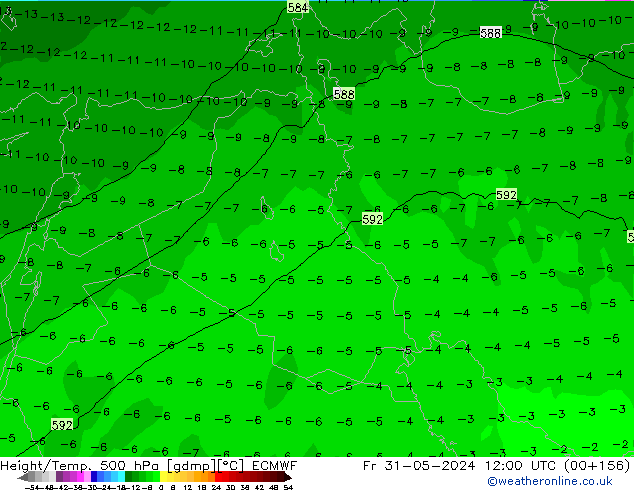 Z500/Rain (+SLP)/Z850 ECMWF ��� 31.05.2024 12 UTC