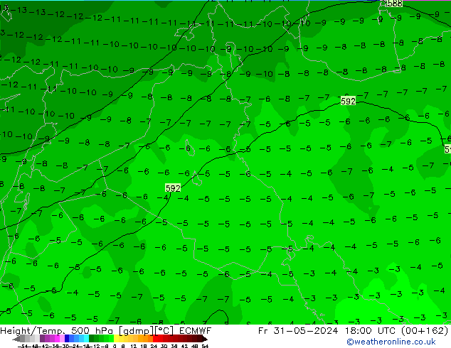 Z500/Rain (+SLP)/Z850 ECMWF Pá 31.05.2024 18 UTC