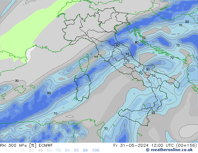 RH 300 hPa ECMWF Fr 31.05.2024 12 UTC