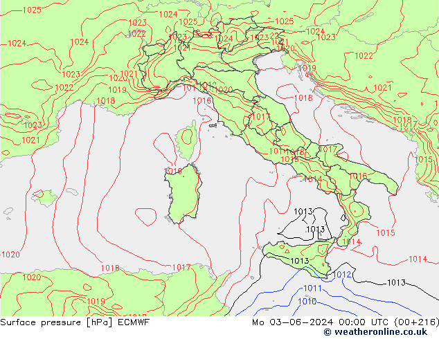 Surface pressure ECMWF Mo 03.06.2024 00 UTC