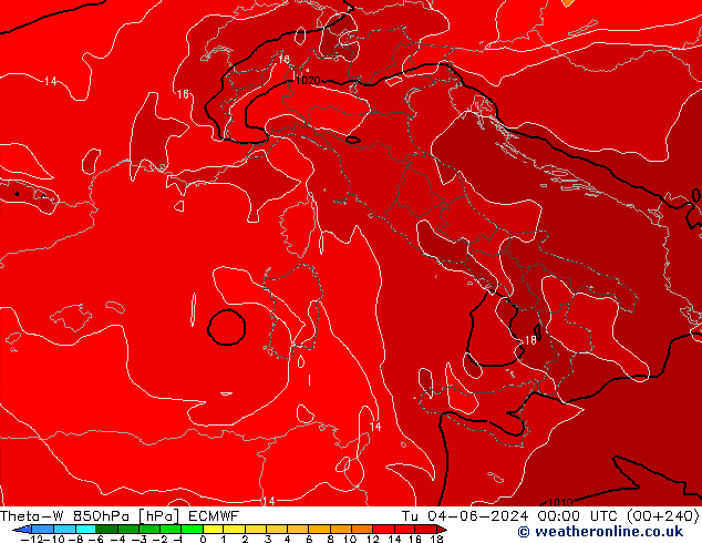 Theta-W 850hPa ECMWF wto. 04.06.2024 00 UTC