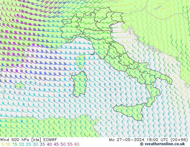 Rüzgar 500 hPa ECMWF Pzt 27.05.2024 18 UTC