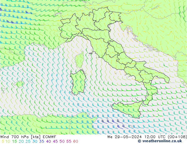 Wind 700 hPa ECMWF wo 29.05.2024 12 UTC