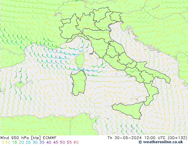 Rüzgar 950 hPa ECMWF Per 30.05.2024 12 UTC