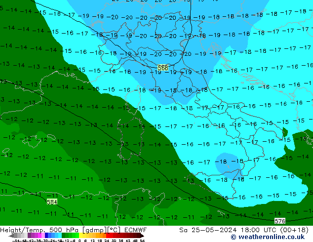 Géop./Temp. 500 hPa ECMWF sam 25.05.2024 18 UTC