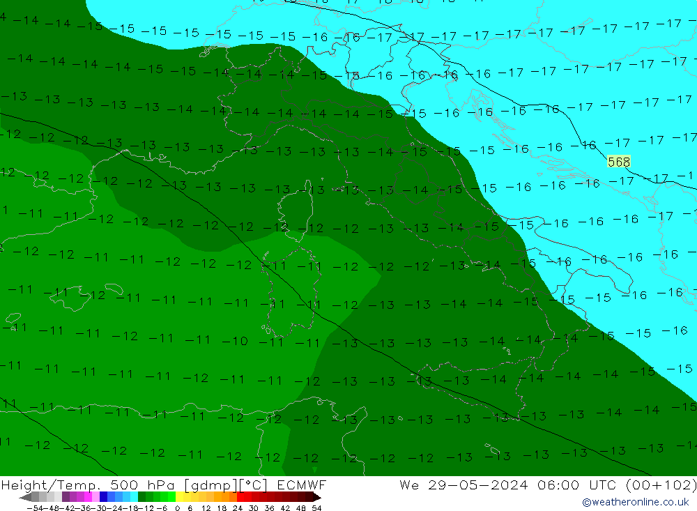 Z500/Regen(+SLP)/Z850 ECMWF wo 29.05.2024 06 UTC