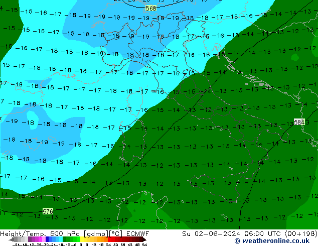 Z500/Rain (+SLP)/Z850 ECMWF dom 02.06.2024 06 UTC