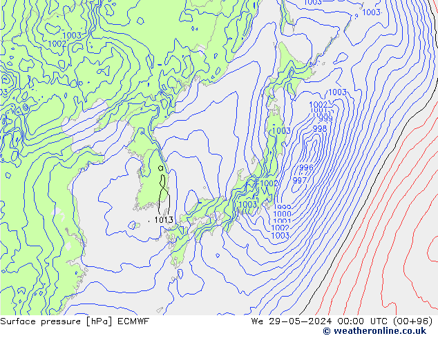 Pressione al suolo ECMWF mer 29.05.2024 00 UTC