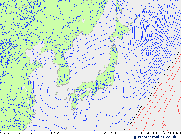 ciśnienie ECMWF śro. 29.05.2024 09 UTC