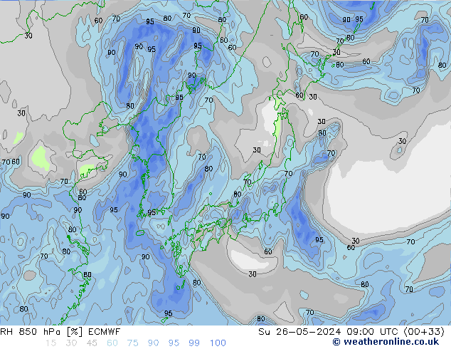 RV 850 hPa ECMWF zo 26.05.2024 09 UTC