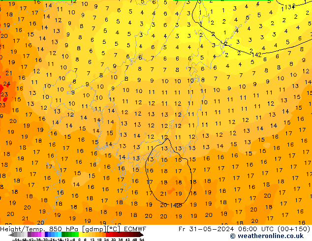 Height/Temp. 850 hPa ECMWF pt. 31.05.2024 06 UTC