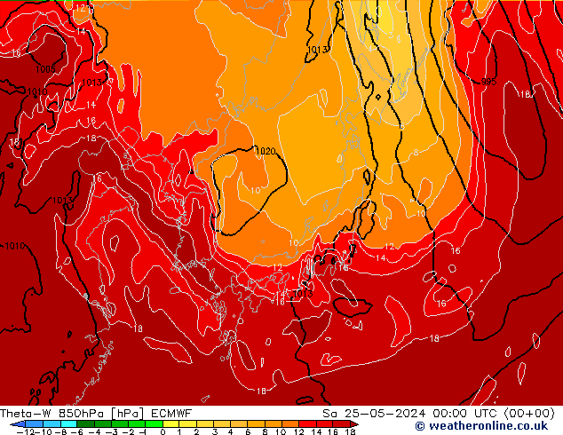 Theta-W 850hPa ECMWF Sáb 25.05.2024 00 UTC