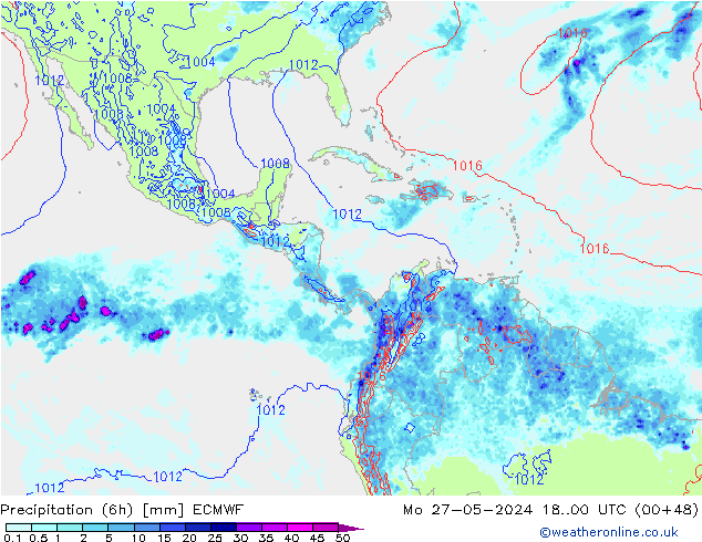 Z500/Rain (+SLP)/Z850 ECMWF пн 27.05.2024 00 UTC