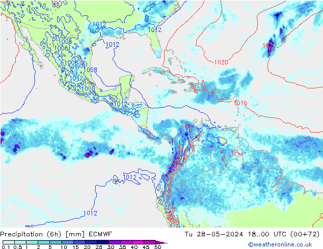 Z500/Rain (+SLP)/Z850 ECMWF Tu 28.05.2024 00 UTC