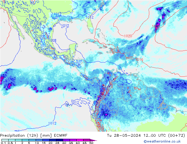 Precipitação (12h) ECMWF Ter 28.05.2024 00 UTC