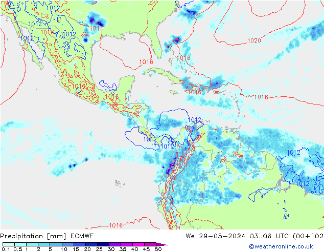 Srážky ECMWF St 29.05.2024 06 UTC