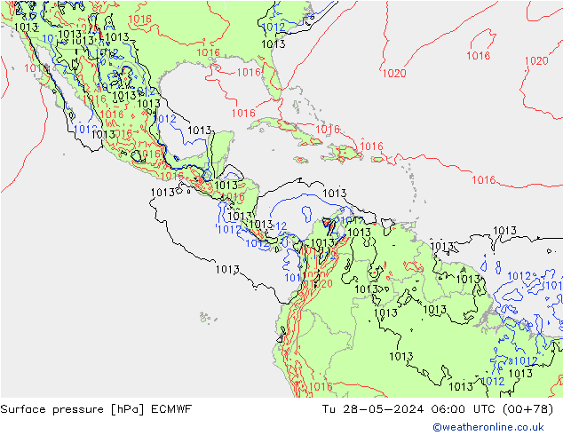 Surface pressure ECMWF Tu 28.05.2024 06 UTC