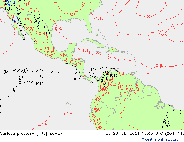 Luchtdruk (Grond) ECMWF wo 29.05.2024 15 UTC