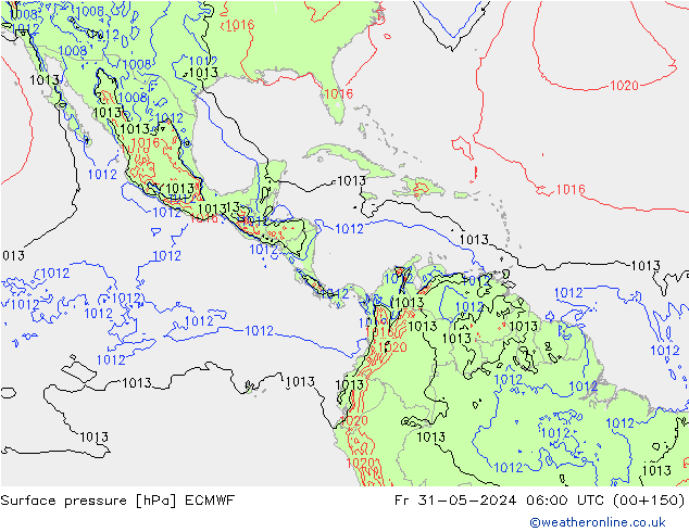 Surface pressure ECMWF Fr 31.05.2024 06 UTC