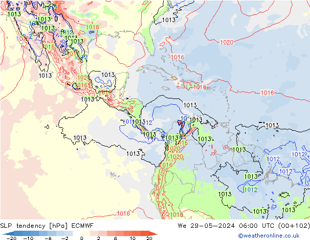 SLP tendency ECMWF St 29.05.2024 06 UTC