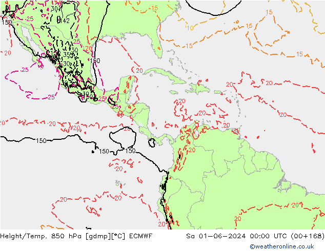 Z500/Yağmur (+YB)/Z850 ECMWF Cts 01.06.2024 00 UTC