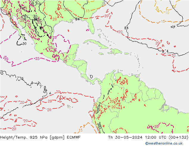 Height/Temp. 925 hPa ECMWF  30.05.2024 12 UTC