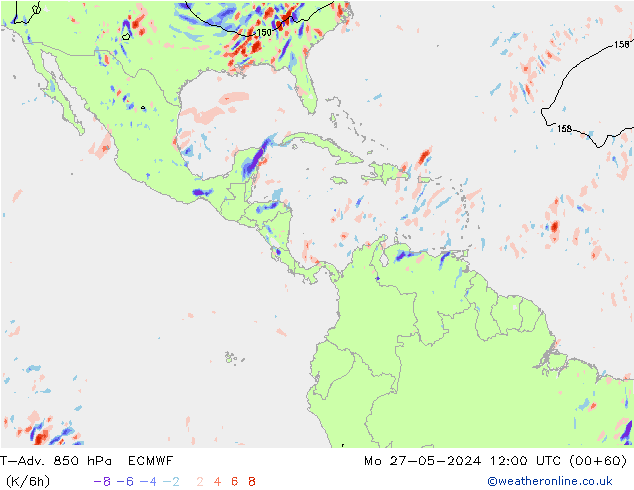 T-Adv. 850 hPa ECMWF Pzt 27.05.2024 12 UTC