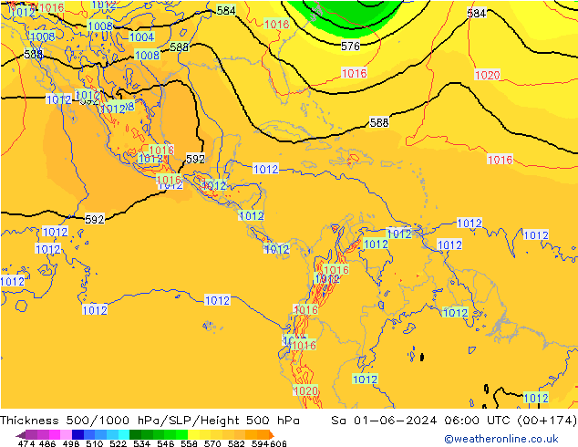 Thck 500-1000гПа ECMWF сб 01.06.2024 06 UTC