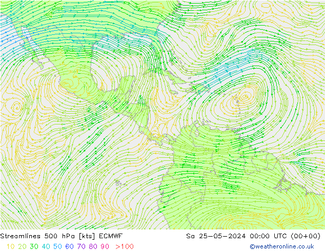 Streamlines 500 hPa ECMWF Sa 25.05.2024 00 UTC