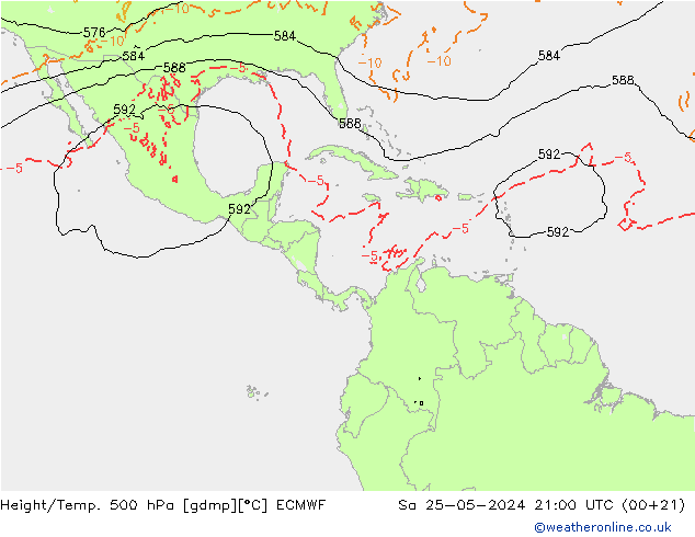 Geop./Temp. 500 hPa ECMWF sáb 25.05.2024 21 UTC