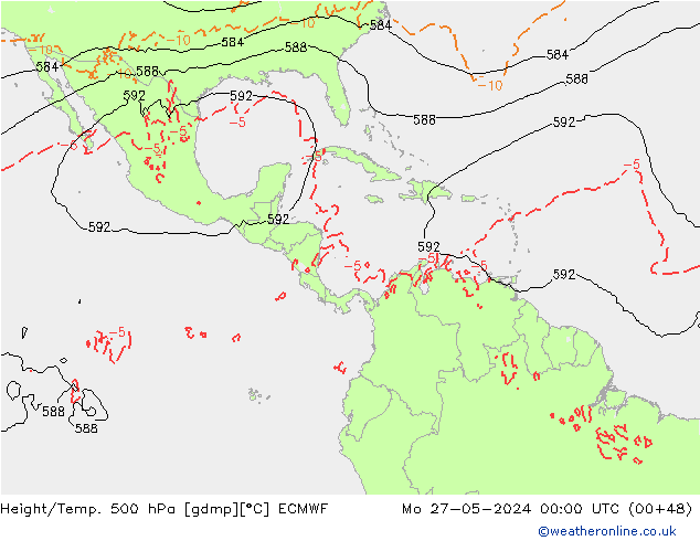 Z500/Rain (+SLP)/Z850 ECMWF пн 27.05.2024 00 UTC