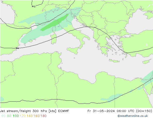 Corriente en chorro ECMWF vie 31.05.2024 06 UTC