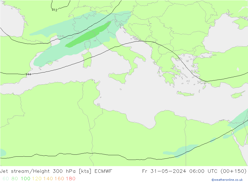 Jet stream/Height 300 hPa ECMWF Fr 31.05.2024 06 UTC