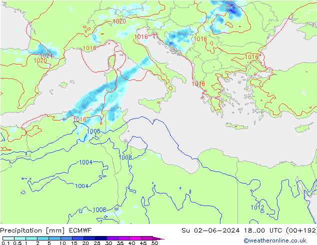 Neerslag ECMWF zo 02.06.2024 00 UTC