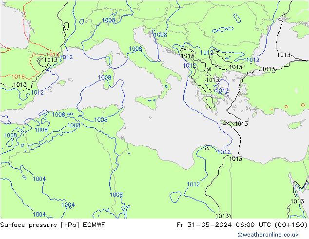 pressão do solo ECMWF Sex 31.05.2024 06 UTC