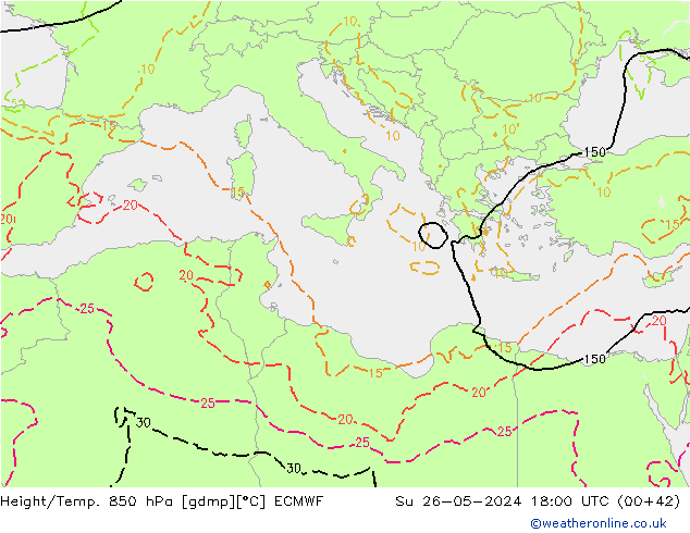 Z500/Regen(+SLP)/Z850 ECMWF zo 26.05.2024 18 UTC