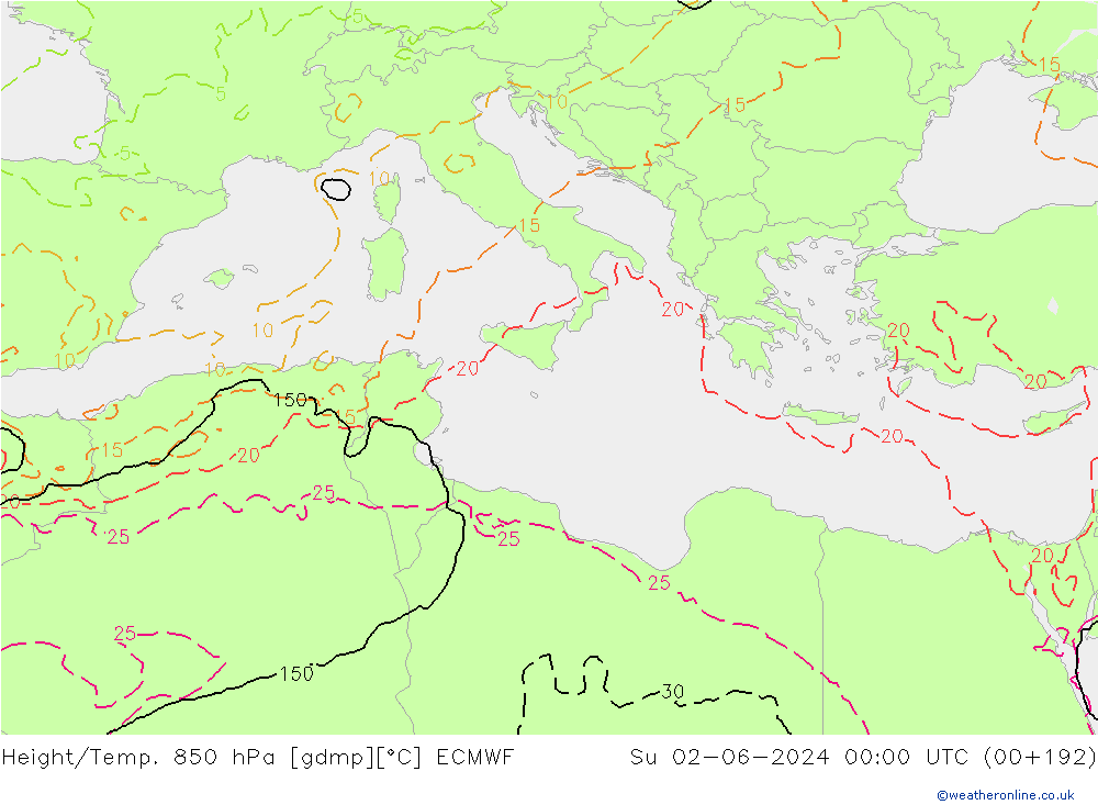 Z500/Rain (+SLP)/Z850 ECMWF  02.06.2024 00 UTC