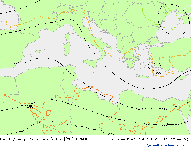 Z500/Rain (+SLP)/Z850 ECMWF Вс 26.05.2024 18 UTC