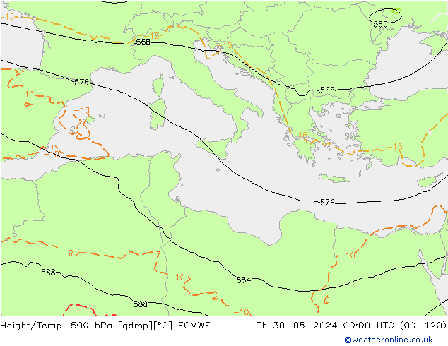 Z500/Yağmur (+YB)/Z850 ECMWF Per 30.05.2024 00 UTC