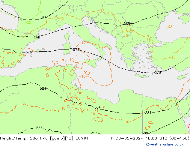 Z500/Rain (+SLP)/Z850 ECMWF ��� 30.05.2024 18 UTC