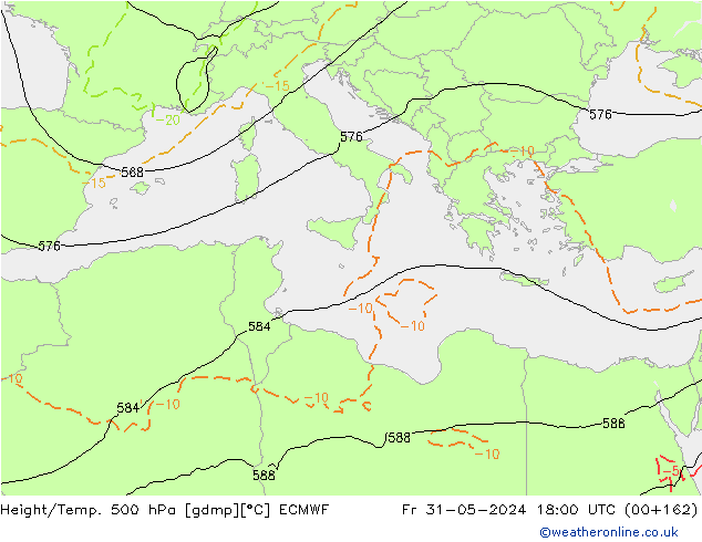 Yükseklik/Sıc. 500 hPa ECMWF Cu 31.05.2024 18 UTC